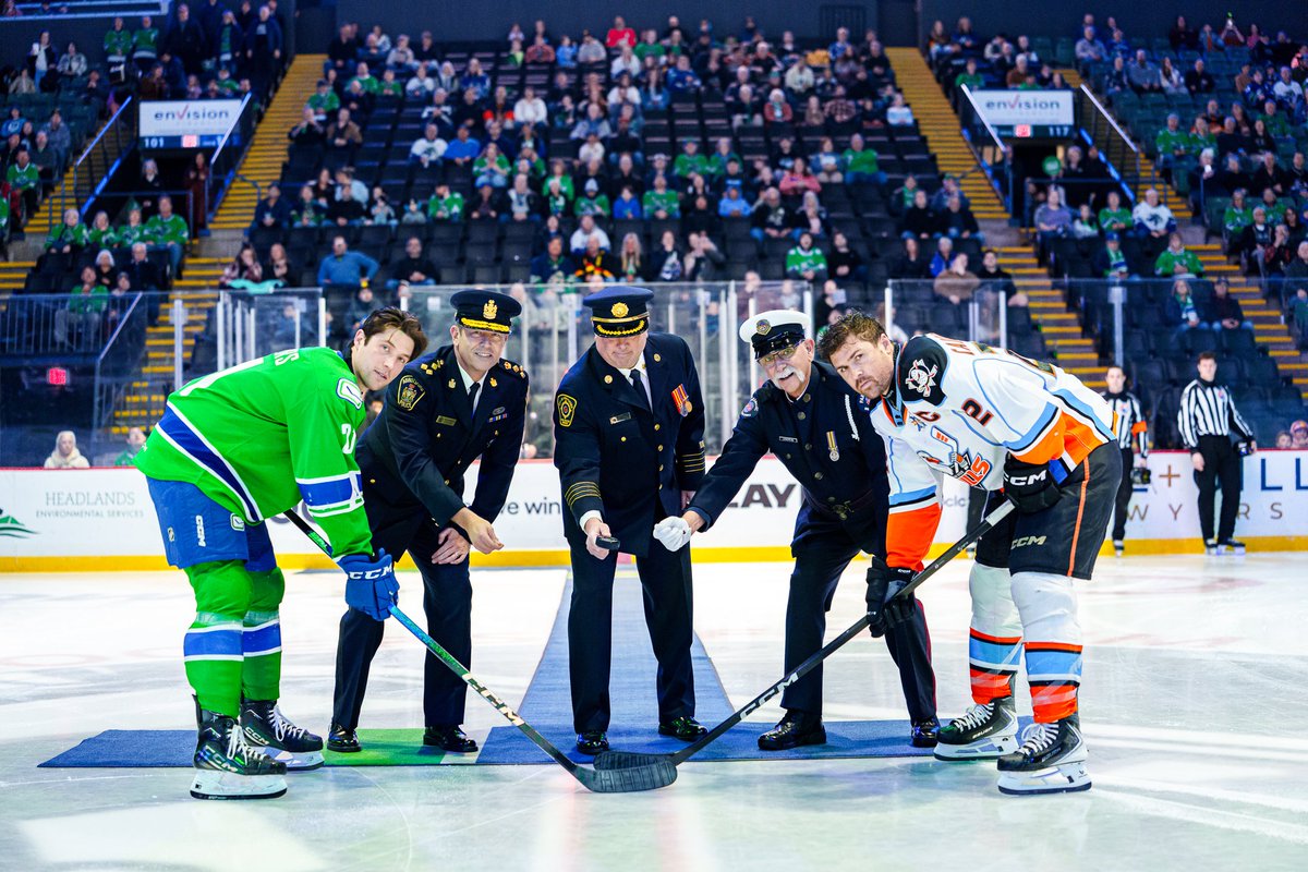 abbycanucks's tweet photo. Celebrating our local heroes 🇨🇦

We’re honoured to welcome Steve Lovestead from Ambulance Paramedics of BC, Abbotsford Police Chief Colin Watson, and Deputy Chief Bradley Gaudette from Abbotsford Fire Rescue Service for tonight’s ceremonial puck drop.

We’re also proud to have a combined Colour Guard from the Abbotsford Police Department and Abbotsford Fire Rescue Service on the ice for the anthems.

@AbbyPoliceDept @APBC873 @AbbotsfordFire