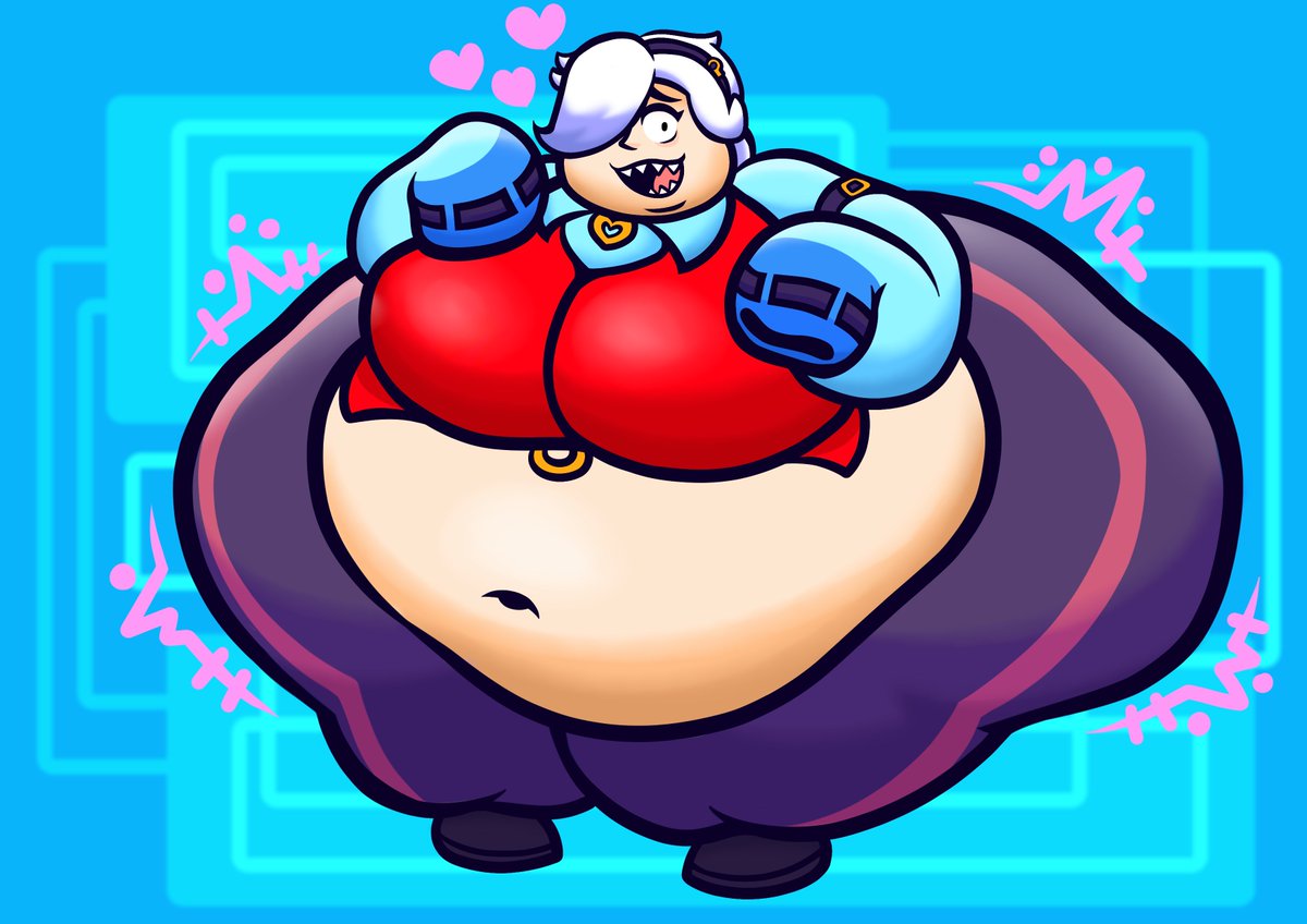 She'll definitely find the buffet; hopefully, she can find a seat that can support her weight

[Colette - Brawl Stars]
#bbw #weightgainart