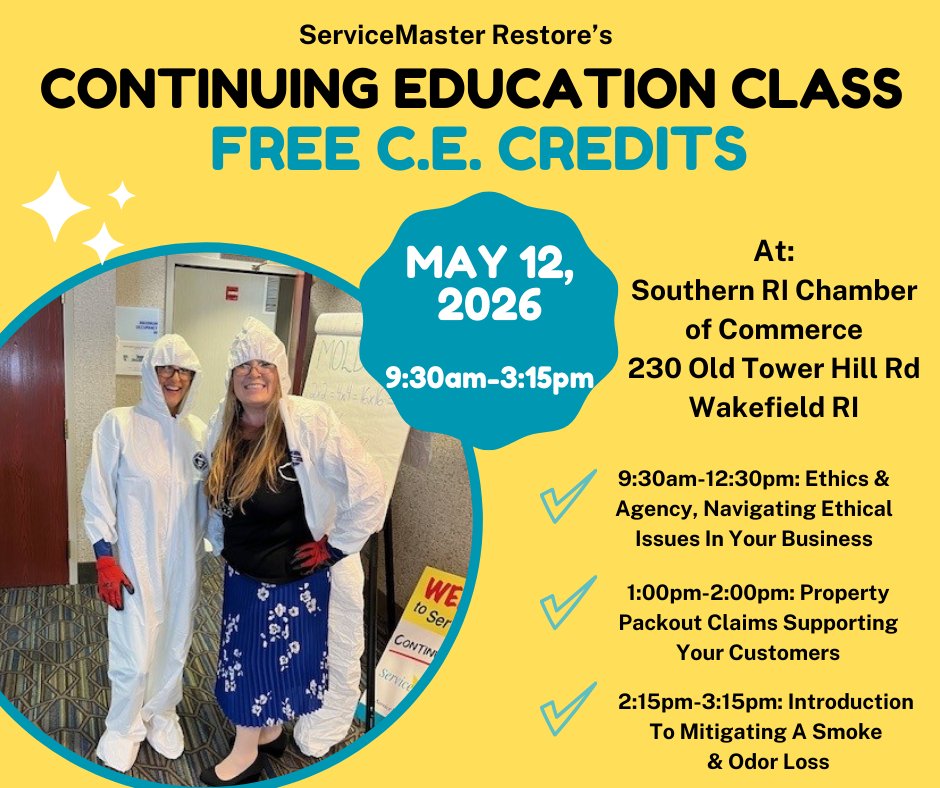 SMWesterly's tweet image. Insurance Professionals in RI &amp;amp; CT can sign up for our FREE Continuing Education Class!

📅 May 12 at the Southern Rhode Island Chamber of Commerce, 230 Old Tower Hill Rd, Wakefield RI

Sign up today!

#insuranceagent #insurance #ContinuingEducation