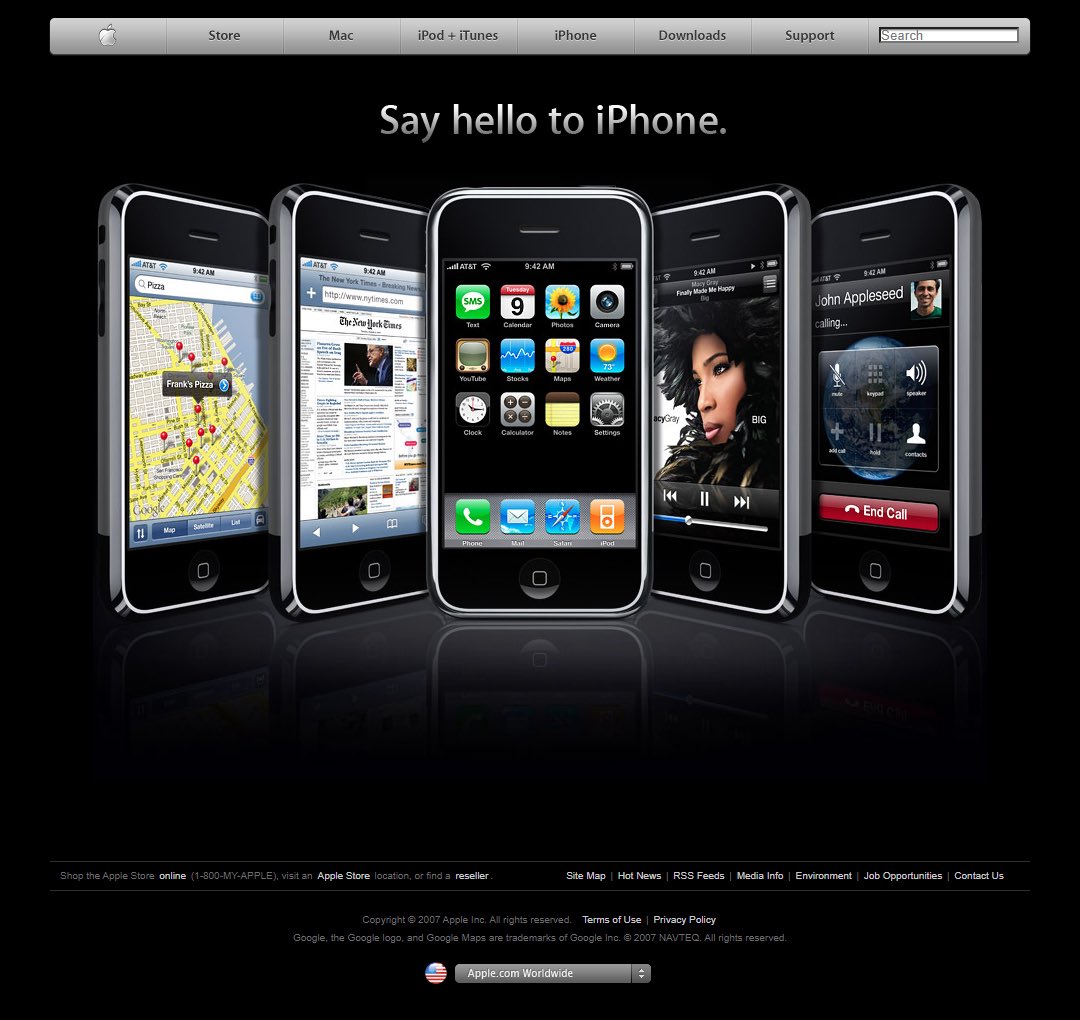 Apple Website in 2007