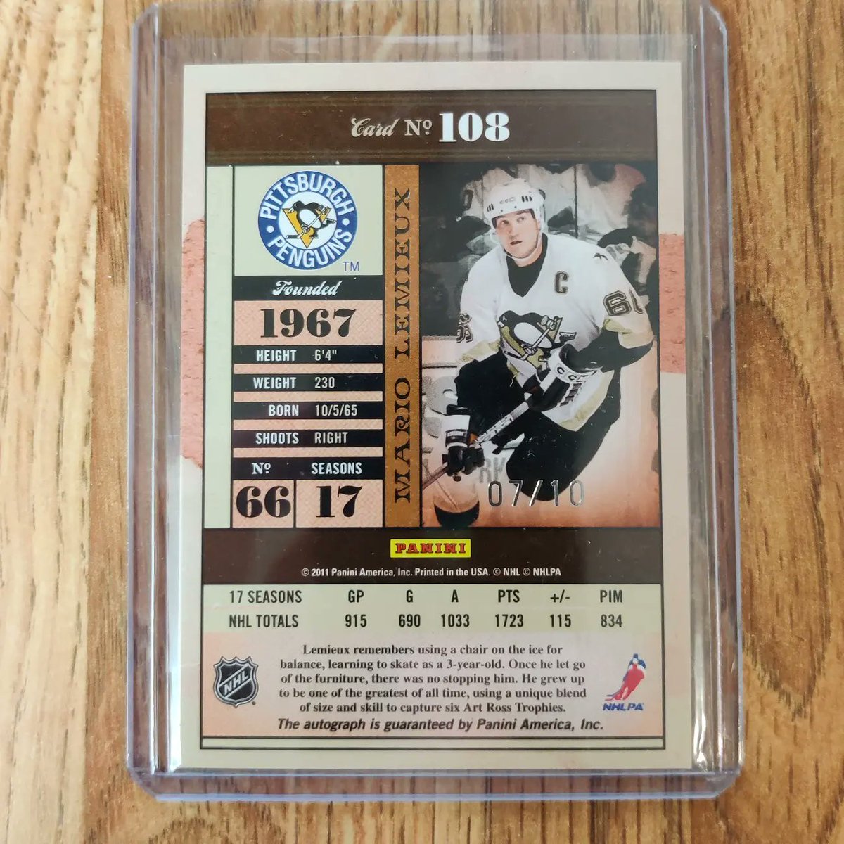 BBarrett83's tweet photo. @CardPurchaser The only Lemieux auto I've pulled myself https://t.co/Vl2TFIivu4
