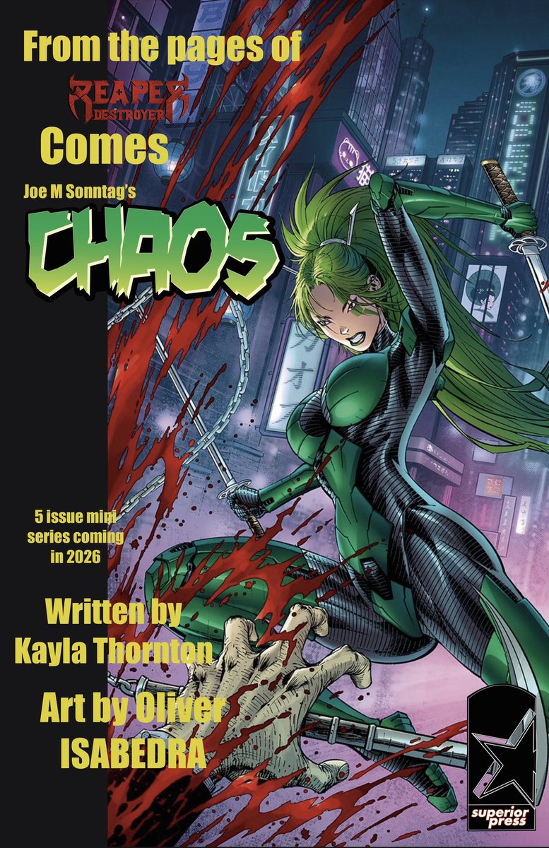 JoeMSonntag1's tweet photo. Superior Press Special Announcement!

Superior Press has just revealed the release date for a new 5-issue mini-series. Presenting Joe M. Sonntag’s “Chaos” (Written by @QueenKaylaleesi and Art by @OliverIsabedra ). We’re excited for fans to experience this sexy, action-packed thrill ride. Chaos will be launching August 2026. Stay tuned for more details!
