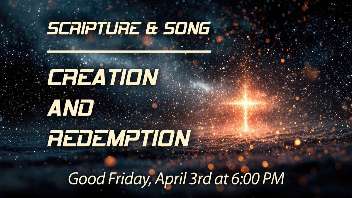 ptucker375's tweet photo. GOOD FRIDAY 2026
at City On a Hill Community Church Indian River, MI
￼Scripture &amp; Song: CREATION AND REDEMPTION
Join us for an evening of scripture and song as we remember the atoning work of Christ by way of the story of creation.
https://t.co/BH6ZEo7Bgc https://t.co/2D4ytGNbhX
