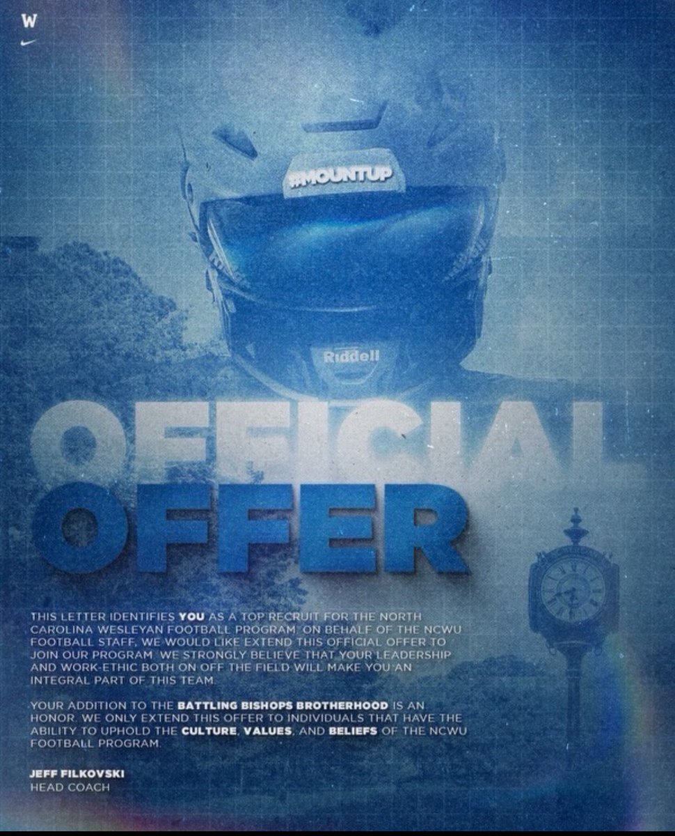 Daylanwilliamss's tweet photo. After a great visit and conversation with @CoachBunn_ I'm blessed to receive an offer from north carolina wesleyan University !!⚪️🔵
@NCWesleyanFB 
@MrNoOffseason
@CoachHurney @CollegiateMb @DBrownleeJr
@CoachJasonTone
@Aussie_G_ https://t.co/LCZbsrvLsb