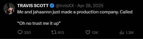 NotTheDa321's tweet photo. @yefanatics "Oh no trust me it's up" is production company Trav made last year with Jahaan.

Jahaan produced FATHER, he's just shouting him out lol. https://t.co/N7uJkpTSz3