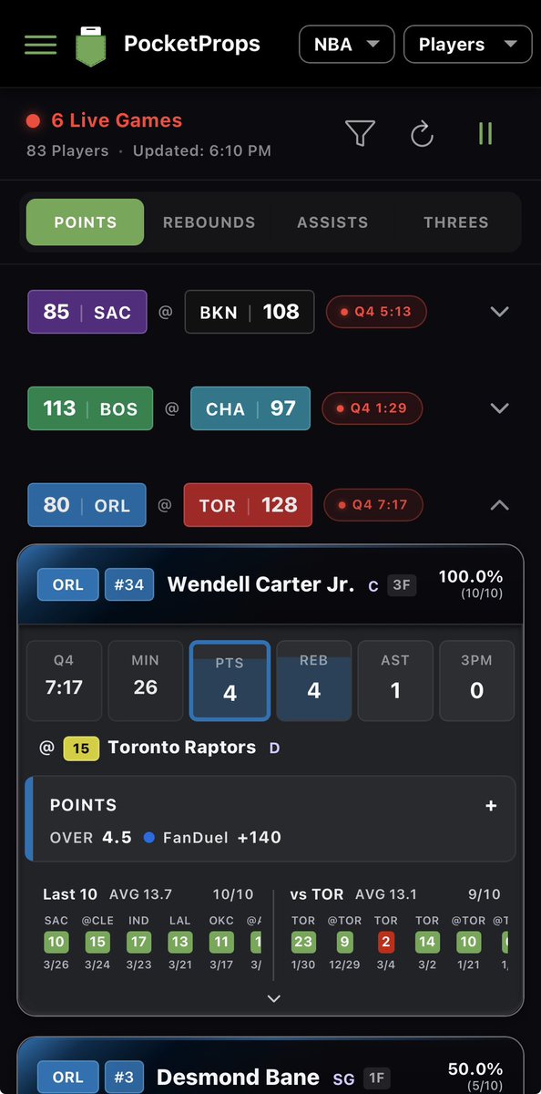PocketPropsUS's tweet photo. Live player props for NBA

Only on PocketProps

Pregame is 100% free, no ads

#NBA #PocketProps https://t.co/Y8jVdERm53