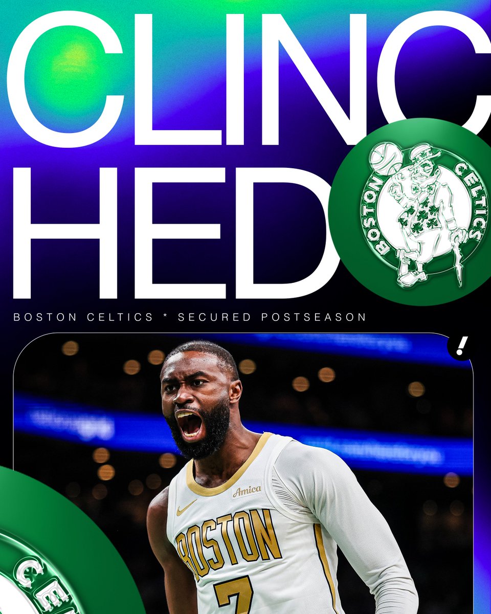 THE CELTICS HAVE SECURED THEIR SPOT IN THE PLAYOFFS FOR THE 12TH STRAIGHT YEAR 🍀