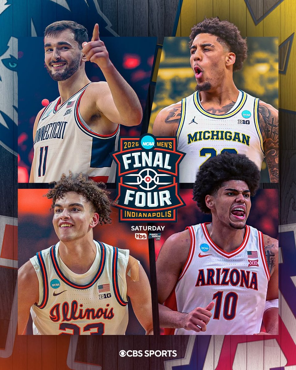 ChuckDouglas_'s tweet image. FINAL 4 IS LOCKED with some Epic Matchups! 

April 4, 2026: 

3-Seed Illinois (South) vs. 2-Seed UConn (East) - 
6:09 PM ET (Line: ILL -2.5)

1-Seed Michigan (Midwest) vs. 1-Seed Arizona (West) - 
8:49 PM ET (Line: MICH -1.5) 

#MarchMadness x #NCAATournament #NCAAB