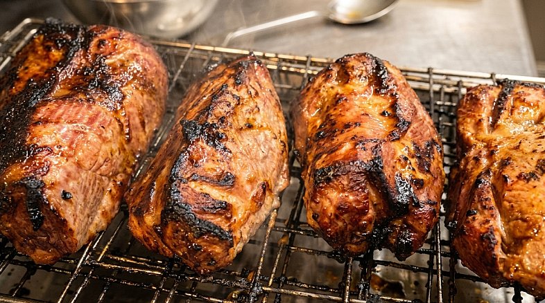 nanashimachida's tweet image. 七志の焼豚（叉焼）は、

豚肩ロースを秘伝のたれに30時間漬け込んで🍖
表面を一気に炙って肉の旨味を閉じ込め🔥
中身をほどよくレアに仕上げております🥩

#ラーメン #七知識