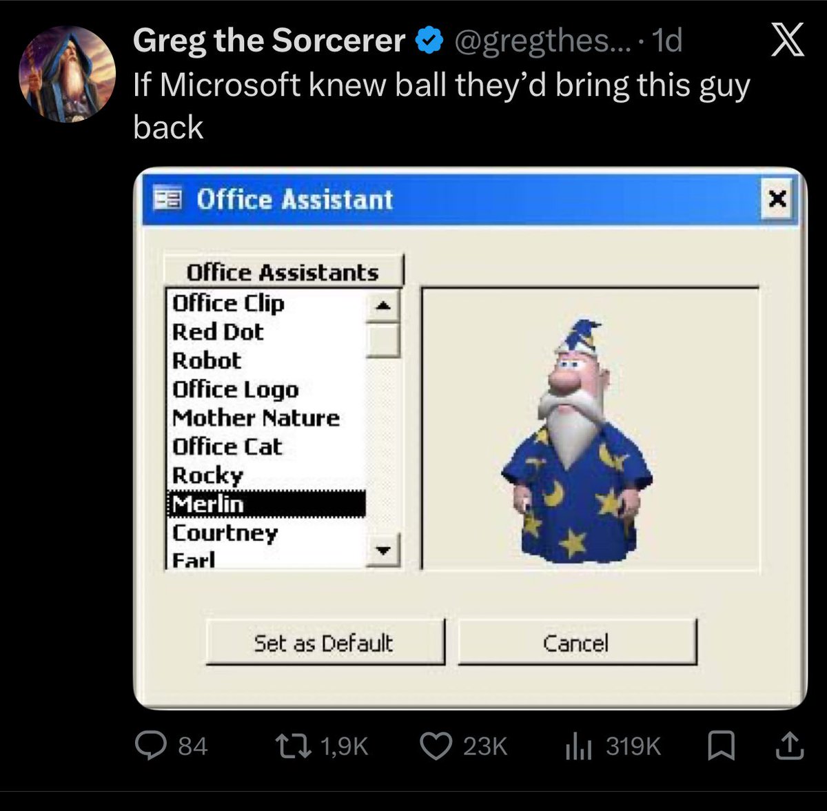 Merlin The Microsoft Wizard tweet media
