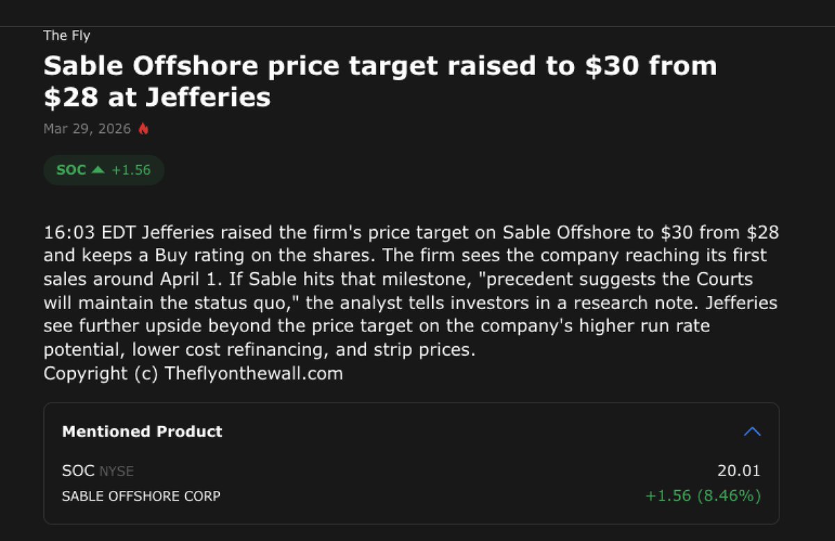 $SOC +8.5% pre-market.  SHORTS COVER NOW!  Like it or not, reality is world has changed from NetZero to STRATEGIC NATIONAL IMPORTANCE.   One of the most reflexive names in oil.  True tier 1 asset. Huge exploration upside not yet baked into valuations or targets.