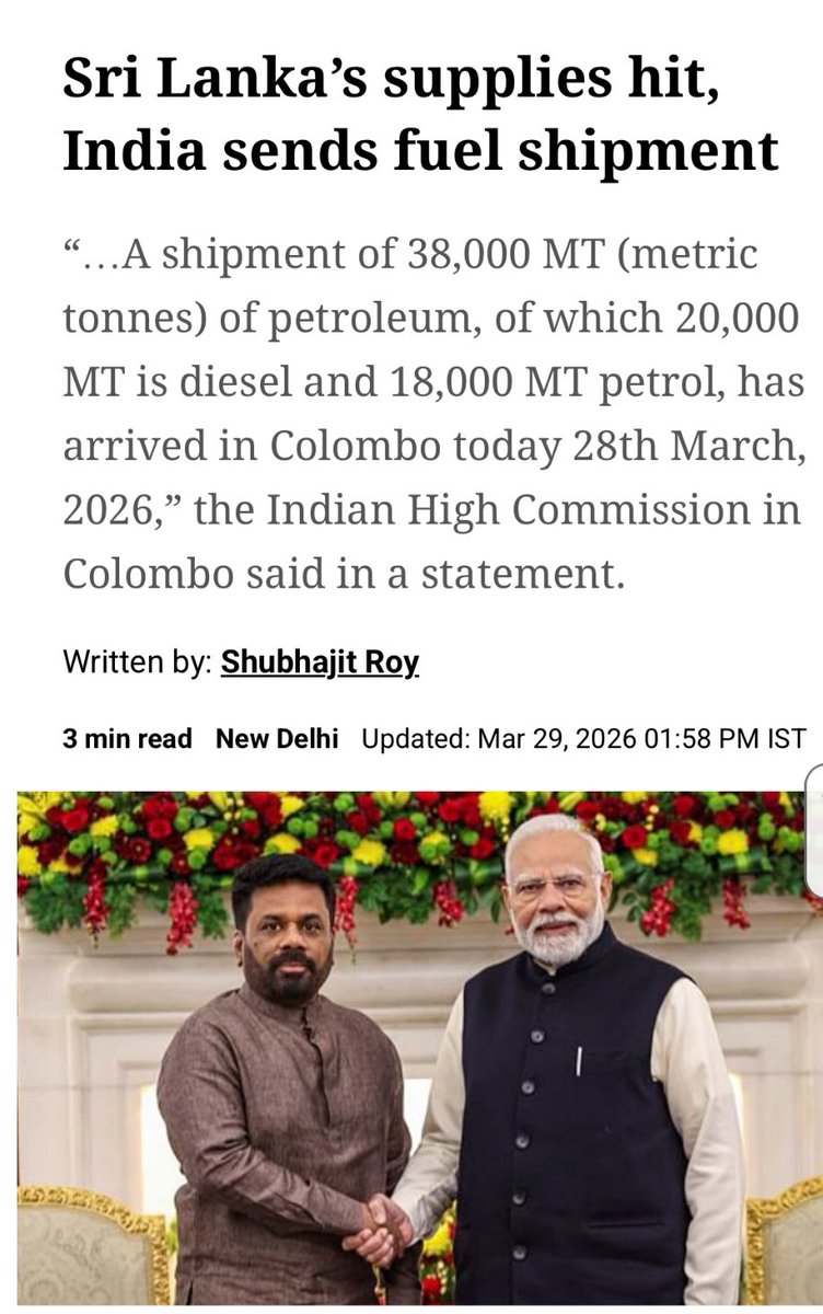 hrajpandit's tweet image. India is helping others instead of being optimistic in Middle East Crisis! 
India is Shining India is Growing 👍

#India #Namo #IranWar‌ #Srilanka #indianOil #NarenderModi #goodmorning #Monday #Israel #indianmarkets #Irán