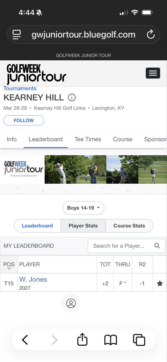 Will Jones with a T-15 this weekend <a href="/GWJuniorTour/">Golfweek Junior Tour</a> Elite Event at Kearney Hills. Great job Will