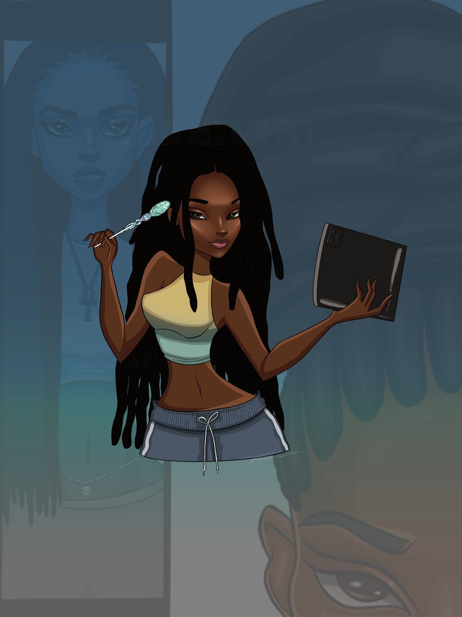 Arttbykii's tweet image. Posting art I drew inspired by me because it’s my BIRTHDAY!!! 💐💐💐💐 
#ariesseason #digitalart #BlackArt