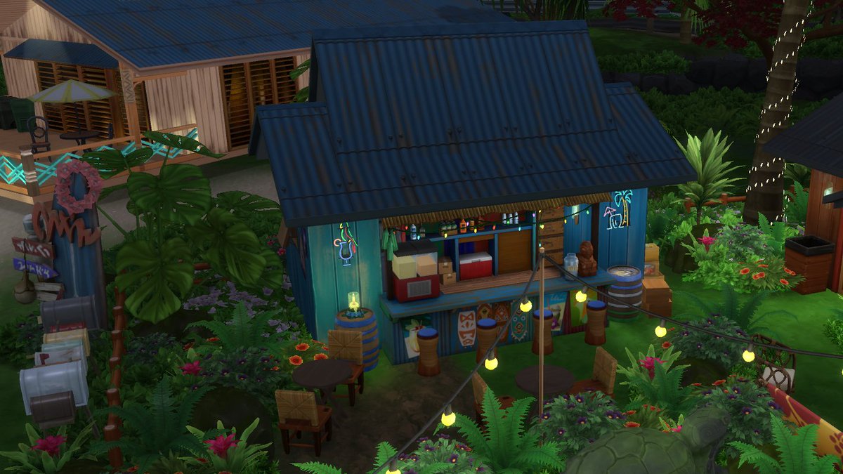 DigitalSunset24's tweet photo. I built a tropical nightclub for Sulani. It features an open air dance floor and rustic bar. I included a dart booth and food stall. It's now available on the Gallery.

Lot Name: Tangled Flat Nightclub
Lot Type: Nightclub

Gallery ID: DigitalSunset24

#Sims4 #ShowUsYourBuilds https://t.co/tnzYWbHiev
