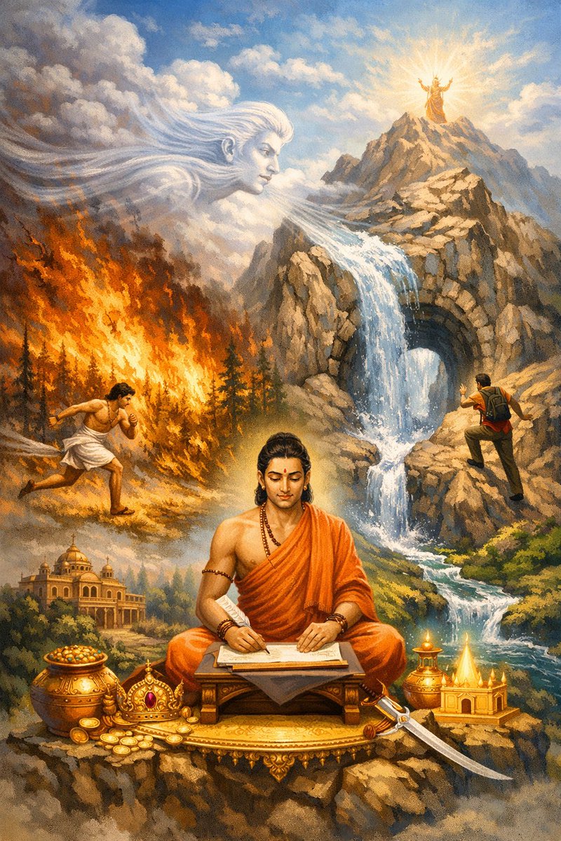 Kosalendradas's tweet photo. कार्य में निरन्तर लगे रहने से व्यक्ति को अन्तत:  सफलता मिलती ही है। #राजतरंगिणी (8.2551) में #कल्हण लिखते हैं -

अविश्रान्तो वातो दहन इव सोऽयं जनयति
प्रसक्तं सातत्याद्दलयति कुलाद्रीनपि जलम्।
प्रसूते कृत्येषु व्यवसितिरनिर्व्यूढसुदृढा
फलावाप्तिं लोके प्रतिकलमसंभाव्यविभवाम्॥
1/2 https://t.co/mI8OUrIeJE