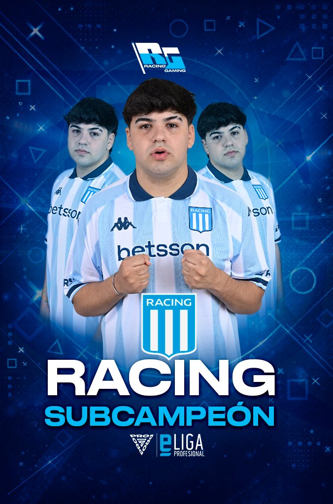 RacinGGamingOK's tweet photo. ORGULLO ACADÉMICO 🩵🤍
Subcampeones de la #eLPF 🎮
@rblz_kiketo defendió la camiseta a lo grande y mete a @RacingClub en la élite de la especialidad:
✔️ eLibertadores 🌎
✔️ Mundial (Play-Ins)
¡Vamos Racing! 🩵 VAMOS KIKETO!!!
#Racing #RacingGaming #ElegíJugarALoRacing https://t.co/fAQoFsSamA
