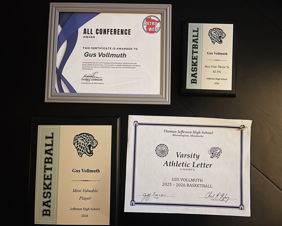 gusvollmuth3's tweet photo. Honored to be named a basketball captain for the 26-27 season❗️

Metro West All Conference Team❗️

Team MVP❗️

36% from 3 and 82.5% from FT ❗️
@MinnesotaGold @jagboysbball @RyanJamesMN https://t.co/elb7ewYW0d