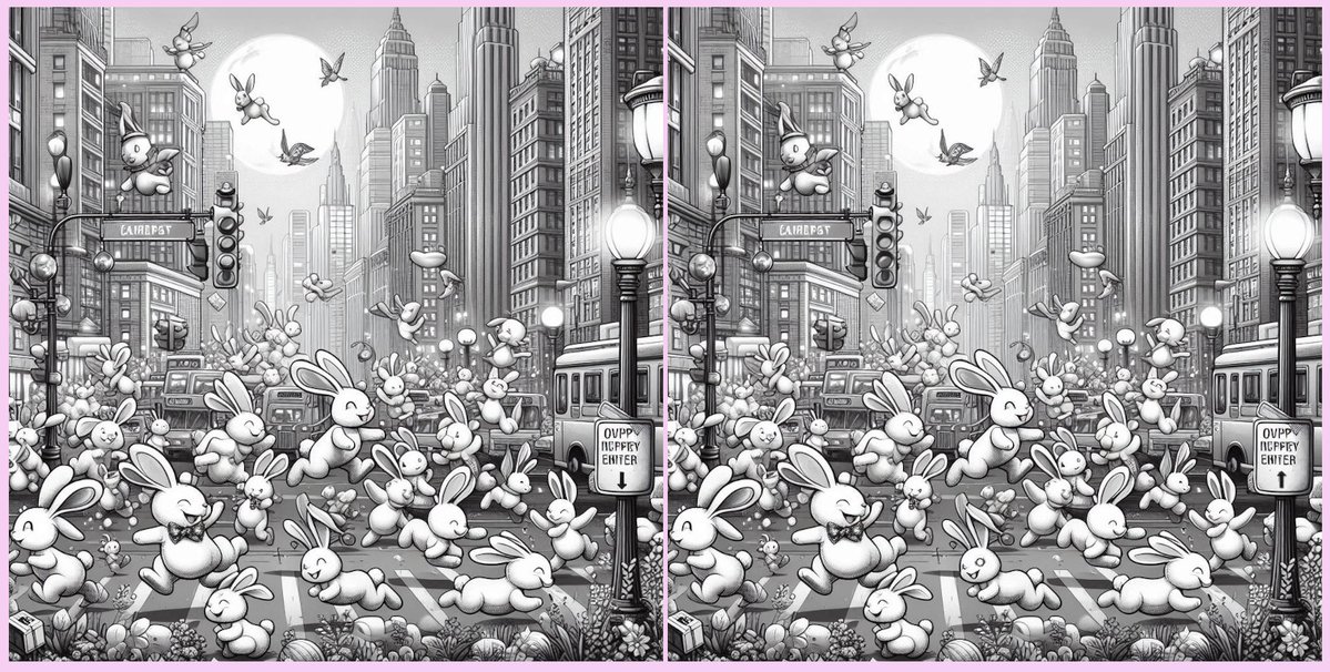 0Babilu0's tweet image. Find the 3 differences 🧐, #gmega  
And the more, the merrier on @megaeth 🐰