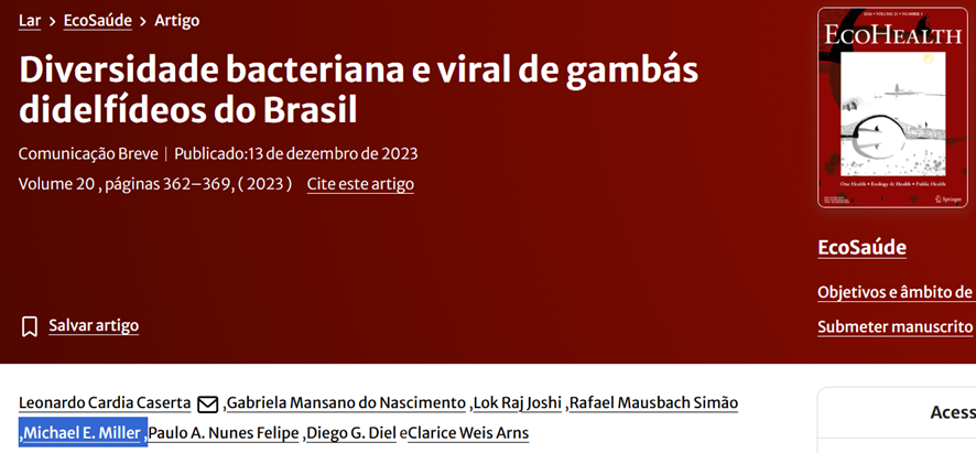“Curioso” que Michael Edward Miller🇺🇸, esposo de Soledad Palameta Miller🇦🇷, ambos acusados de furto de patógenos geneticamente modificados de laboratório nível de biossegurança-3 na Unicamp🇧🇷, tenha publicado na revista da EcoHealth ⚠️, editada por Peter Daszak🇬🇧🇺🇸, proibido em>