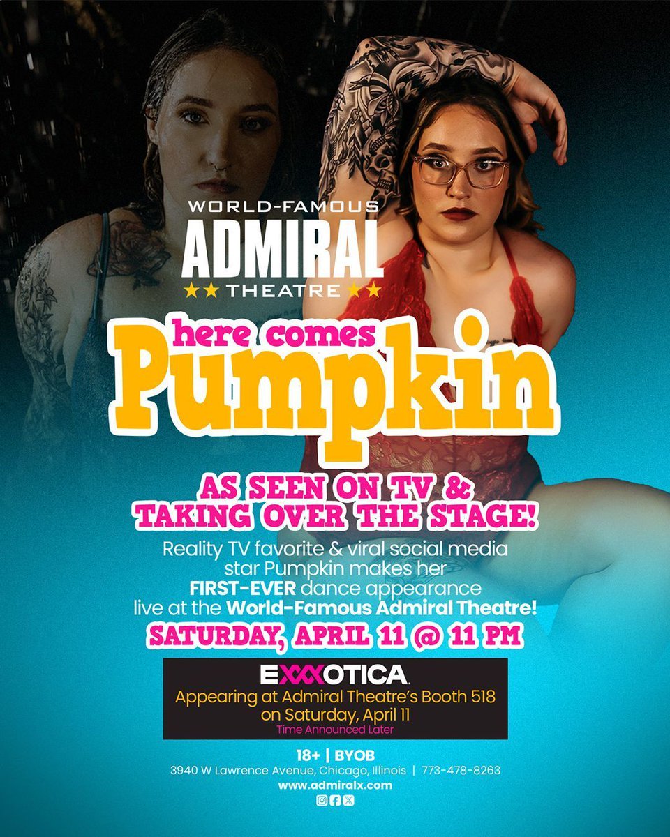 AdmiralTheatre's tweet image. You’ve seen her online… now see her LIVE 👀 April 11 at the Admiral Theatre #AdmiralTheatre #Chicago #Pumpkin