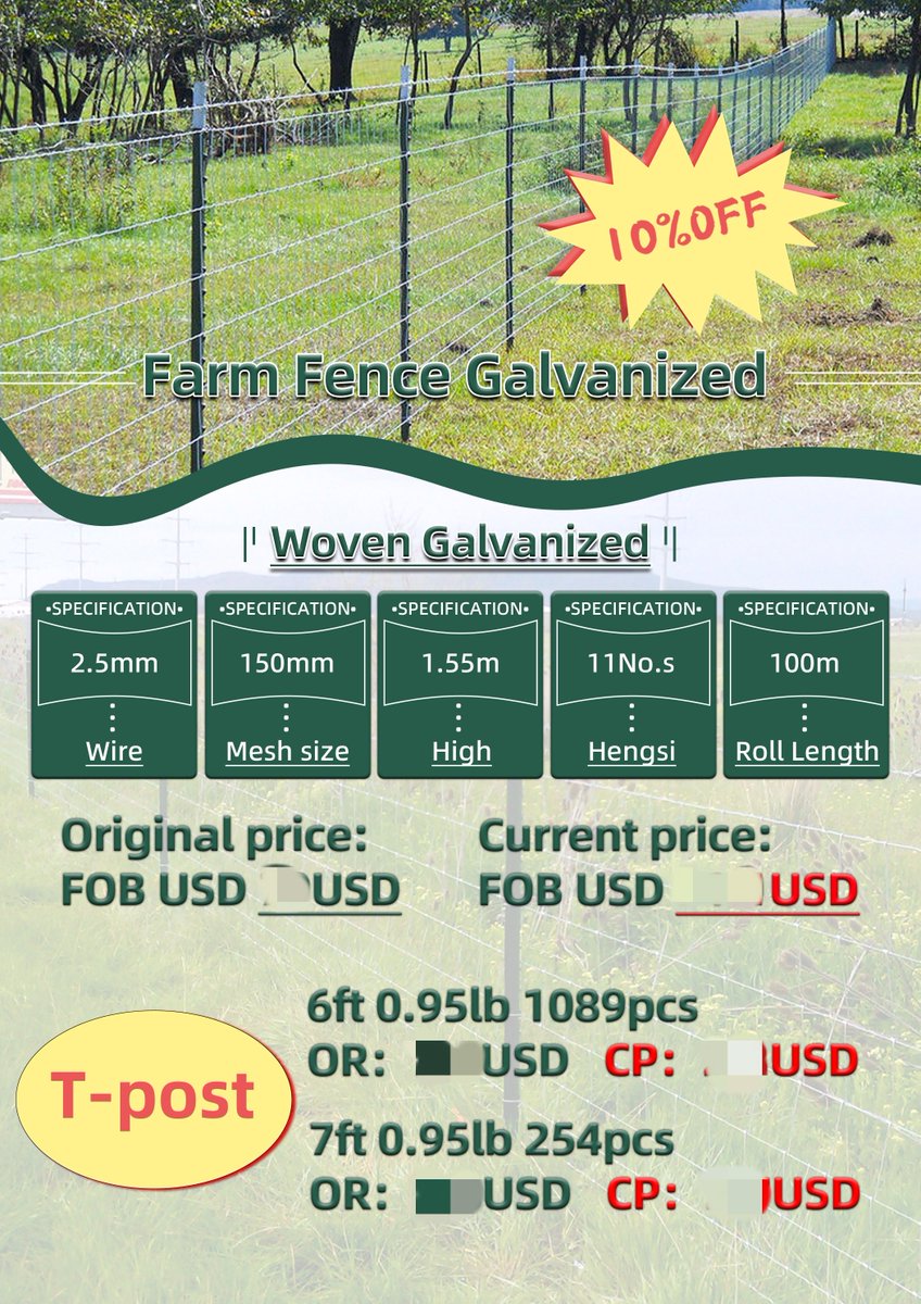 GiantFence's tweet image. 🚜 Farm Fence Galvanized – 10% OFF! 🐄

Giant Fence is at the 139th Canton Fair, Booth 11.1M20.

Check out our woven galvanized farm fences – high quality, ready stock!

Come visit us for inquiries and special fair pricing!

#giantfence #manufacture #chinafence #139thCantonFair