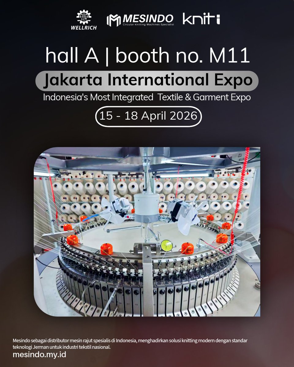 cv_mesindo's tweet image. “Jangan lupa dateng ke Jakarta International Expo" 🧵😆

#IndoIntertex #Mesindo #Textile #mesinrajut