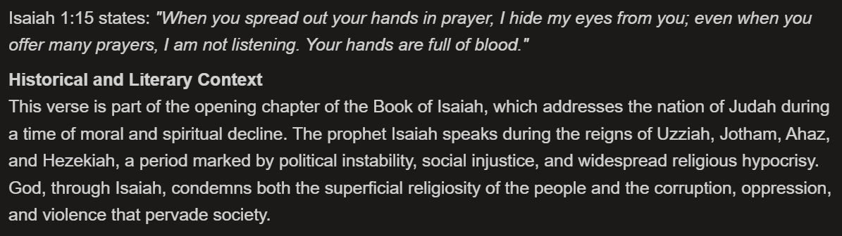 <a href="/Pontifex/">Pope Leo XIV</a> That was a specific instance, when God spoke through Isaiah to the nation of Judah, and you know it. You're twisting an historical account to fit your agenda, again.

You have no clue regarding God's thoughts today, no one does, as 1 Corinthians 2:11 clearly states.

How dare