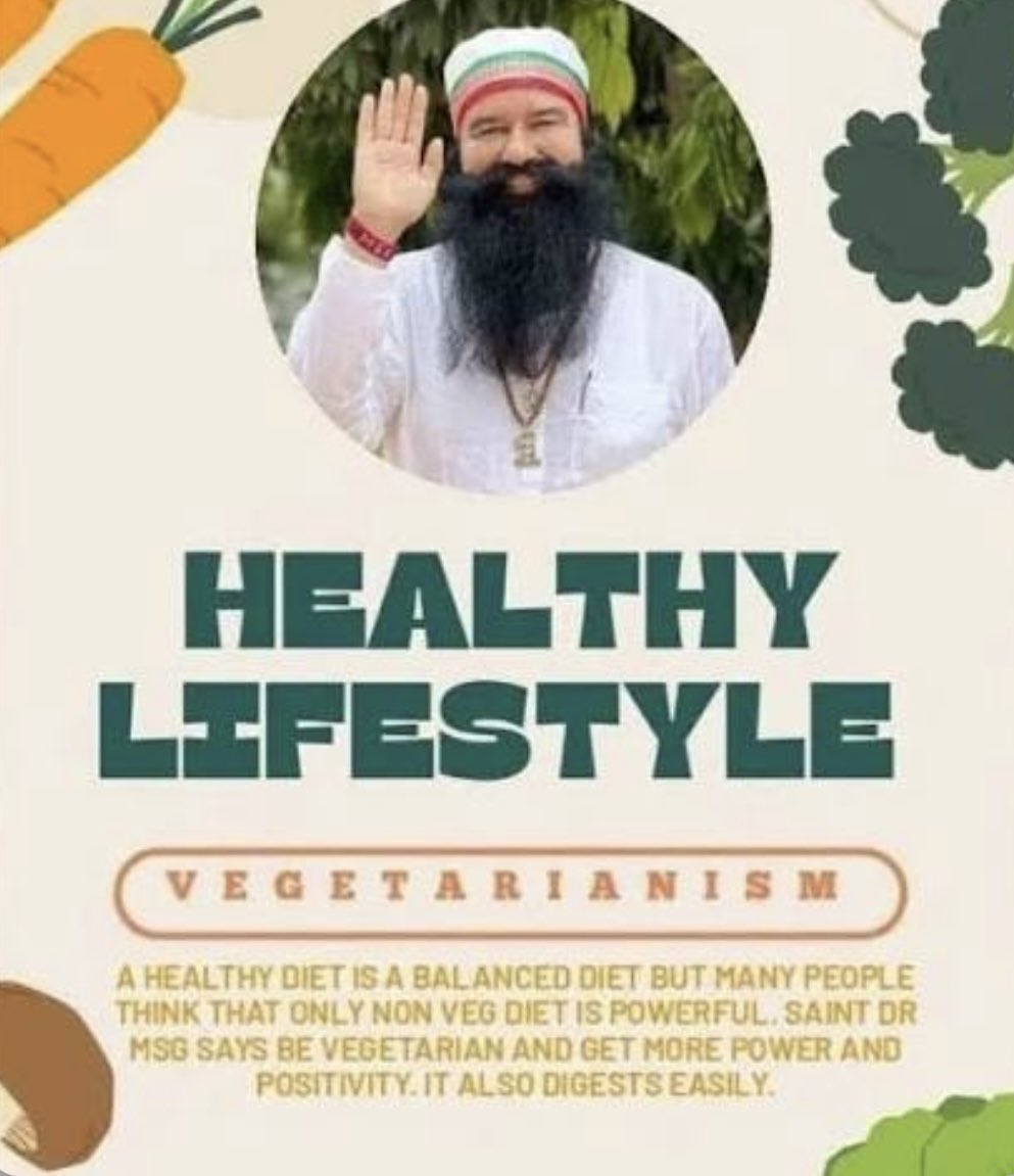gurpxeet_kaur's tweet image. In today’s fast life, health often gets ignored. Saint Dr Gurmeet Ram Rahim Singh Ji Insan inspires us through THINK campaign to choose nutritious food and a disciplined lifestyle. Good health is the foundation of happiness. #ThinkForHealth