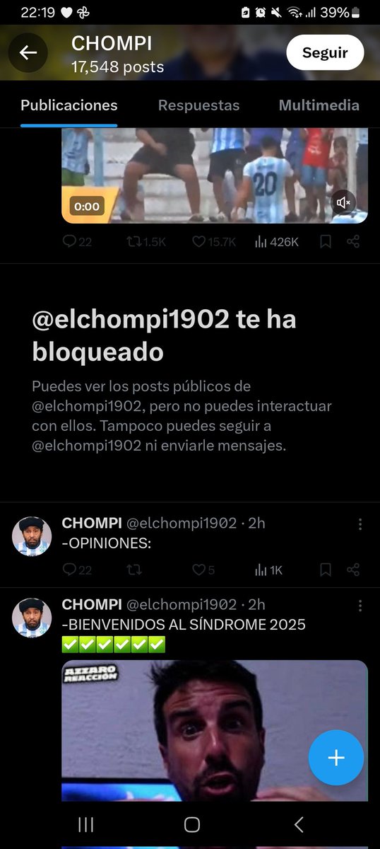 Tanto dolió que empezó a bloquear a varios cuervos ? A llorar al campito bocon