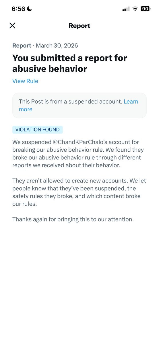 One more vile Hate account has been suspended.