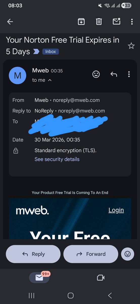 TheBulawayoHunk's tweet photo. @MWEBTweets I've dmd you several times but you have never responded. I received an email saying my Norton free trial period ends in 5 days today, yet this is the second month of being charged for that product on trial. https://t.co/aJzKXJ7QC5