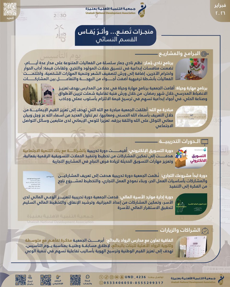 #تقرير_فبراير | 📆

#جمعية_التنمية_الأهلية_بعنيزة خلال شهر فبراير، أثر مستمر وبرامج متنوعة ✨