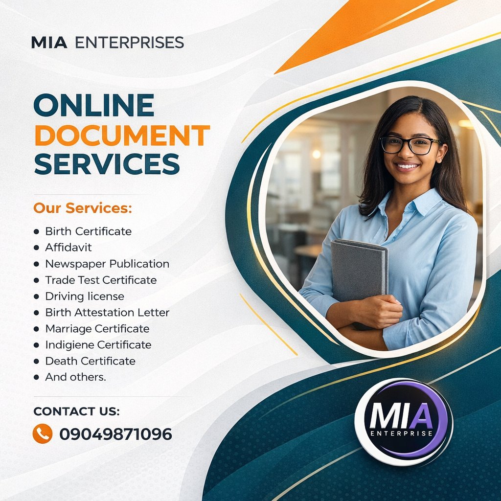 Mia_Enterprise0's tweet photo. 🚨 STOP STRUGGLING WITH YOUR DOCUMENTS! 

Why are you still stressing yourself, missing opportunities, or getting rejected because of incomplete or incorrect documents?

WAKE UP. ACT FAST!!!

With MIA ENTERPRISES, your document problems don’t stand a chance.
We don’t just “help”…
We FIX. We DELIVER. We MAKE IT HAPPEN.

📌 Birth Certificates 
📌 Indigiene Certificates 
📌 Trade Test Certificate 
📌 Birth Attestation Letter 
📌 Driver’s Licence 
📌 Affidavits 
📌 Marriage Certificate 
📌 Death Certificate
📌 Newspaper Publications and others. 

Imagine this:
You walk into any office, embassy, or opportunity… and your documents are perfect, complete, and unquestionable.
That confidence?
That’s what we sell! 

⚠️ Every mistake costs you time, money, and chances.

DON’T WAIT TILL IT’S TOO LATE.

📩 Send a DM NOW
📞 Take action TODAY

MIA ENTERPRISES - Where Documents Is Made Easy And Becomes POWER.