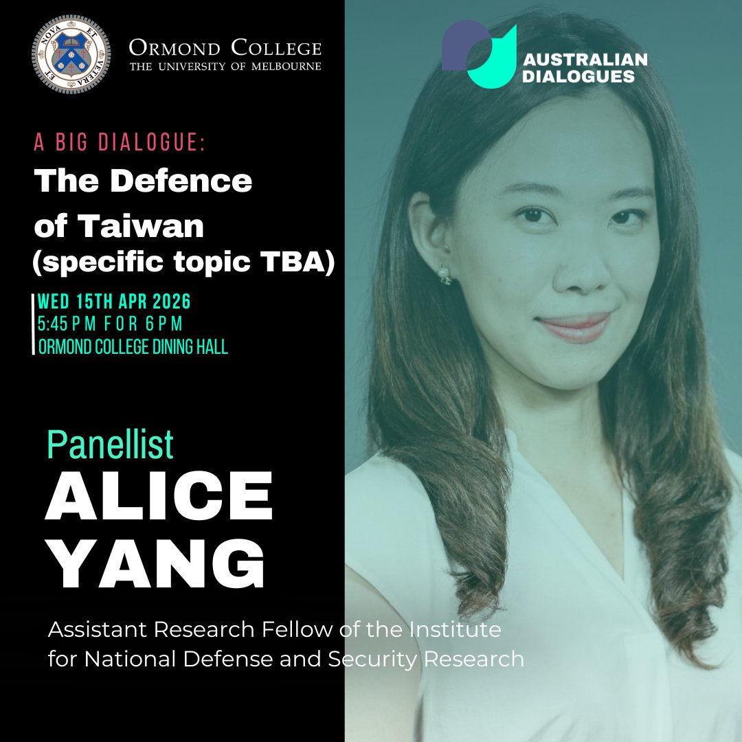 AusDialogues's tweet photo. Any serious examination of Taiwan's defence must engage with how people in Taiwan itself view the issue. Dr Alice Yang, Assistant Research Fellow of the Institute for National Defense and Security Research in Taipei (@INDSRTW), brings to this Big Dialogue a... https://t.co/LbLalHkcjb