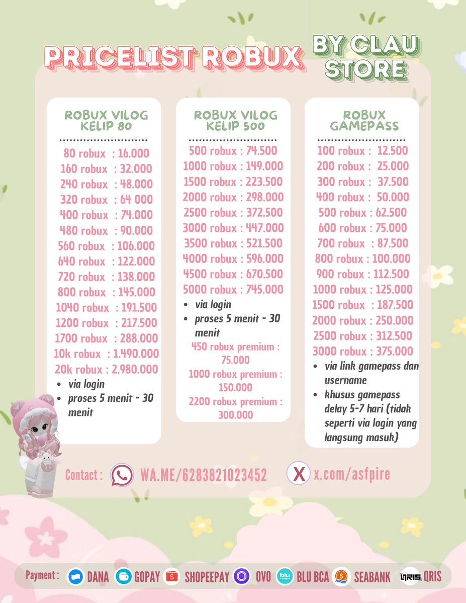 CLAU STORE - TOPUP DIAMOND ML, WDP, ROBUX, FF & UC tweet media