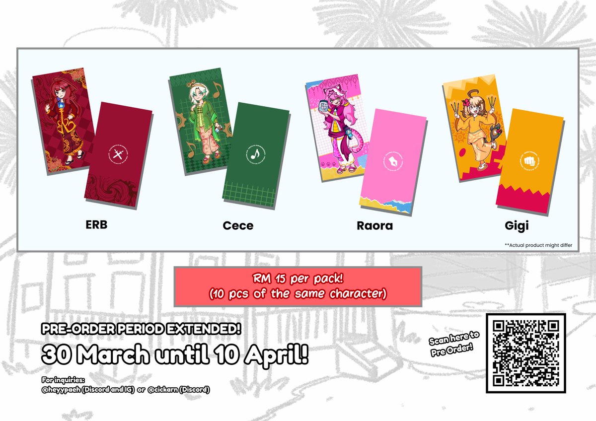 Heyyo! We got some updates to share: 

Production for this merch was delayed, because it didn't meet the minimum order required to put them into production :'(  

So, pre-order has been extended for 12 days! 
Hoping this will bring more attention to the project!