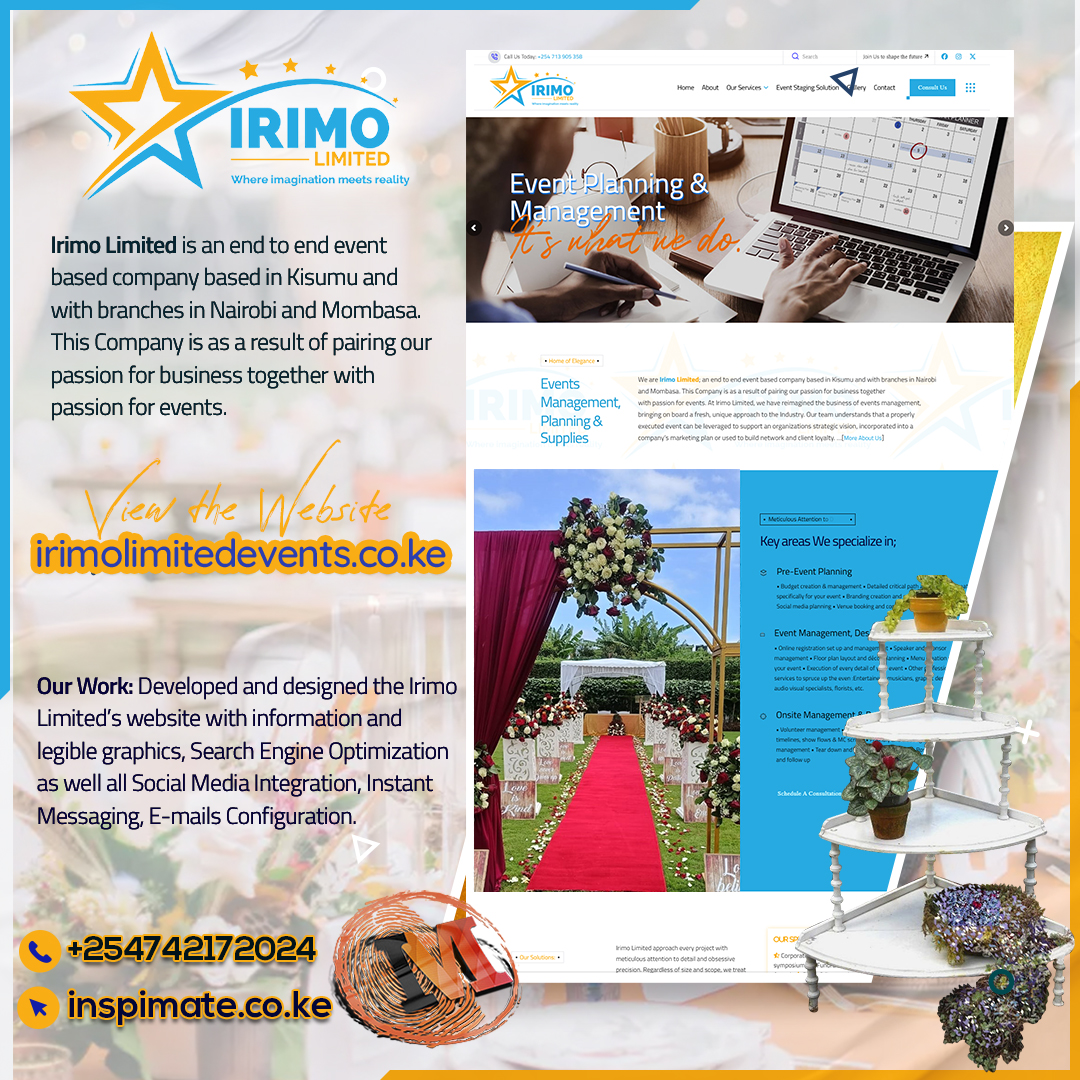 Inspimate's tweet photo. @inspimate we designed Interactive Responsive Website for Irimo Limited an end to end event based company

View: https://t.co/nzcR0pe0P9

Get an Online Niche:
📷 https://t.co/cxyhGGJXgG
📷 mail@inspimate.co.ke
📷 0742 172024
#webdev #WebDesign #seo #events #eventsmanagement https://t.co/0TTmDkROLC