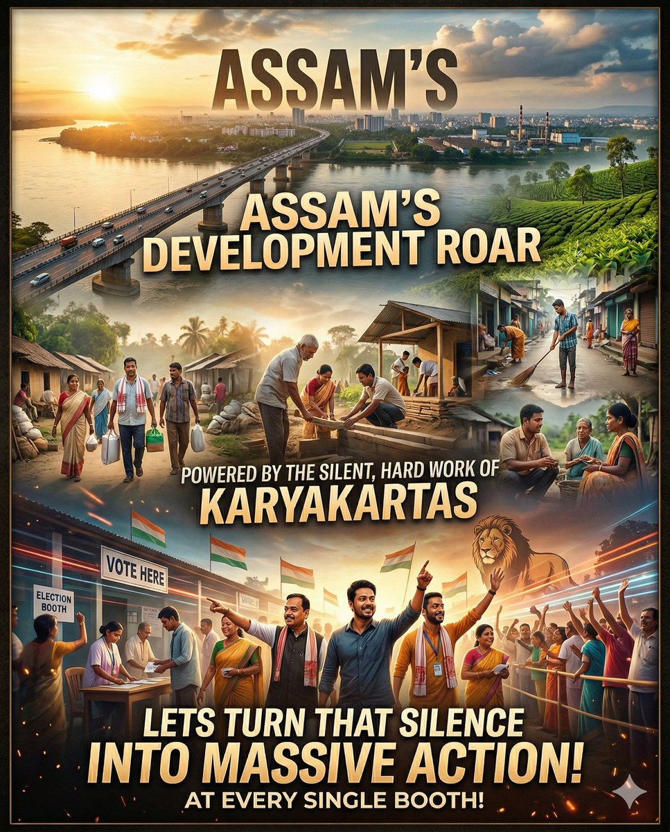 AK_49S's tweet photo. The development roar in Assam is backed by the silent, hard work of our Karyakartas. Let's
turn that silence into massive action at every single booth! #MeraBoothSabseMazboot https://t.co/kOnaH7CIOj