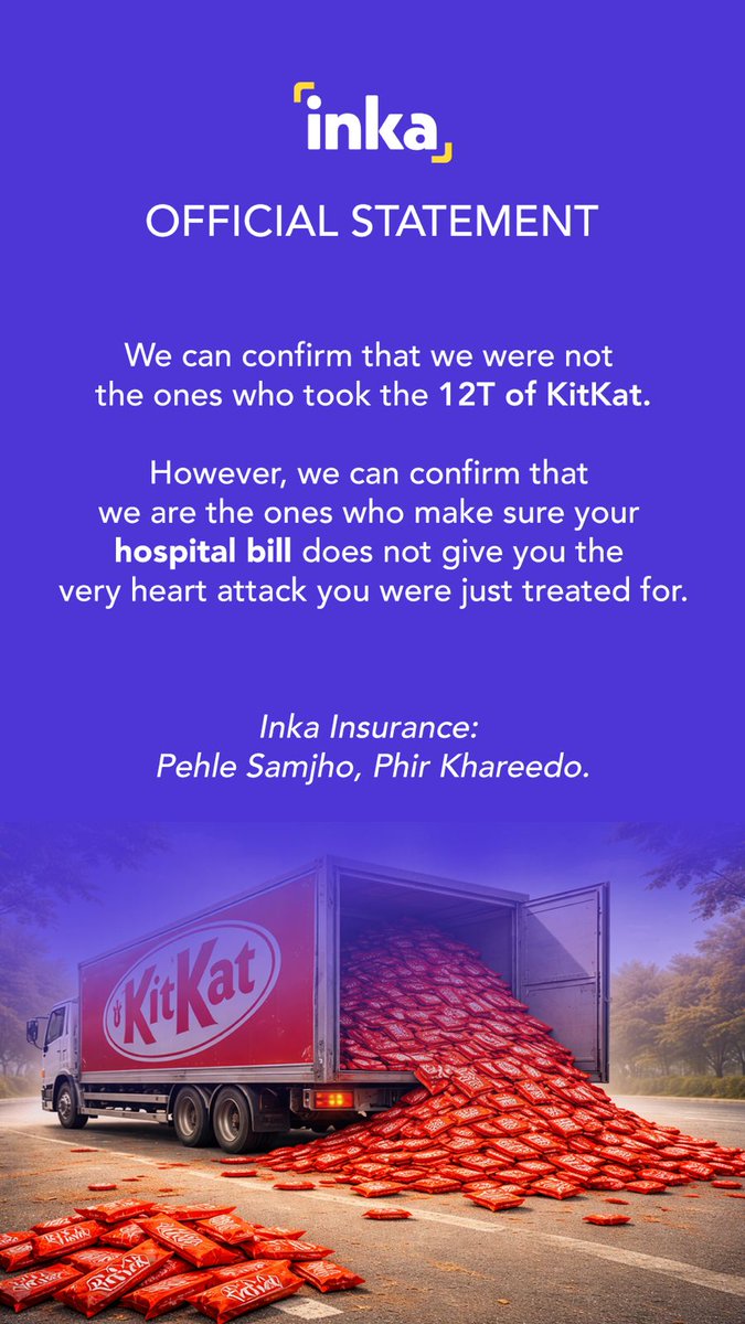 inkainsurance's tweet photo. We didn’t take the KitKats… but we’ll take care of your hospital bills. https://t.co/KJsImz4AH3