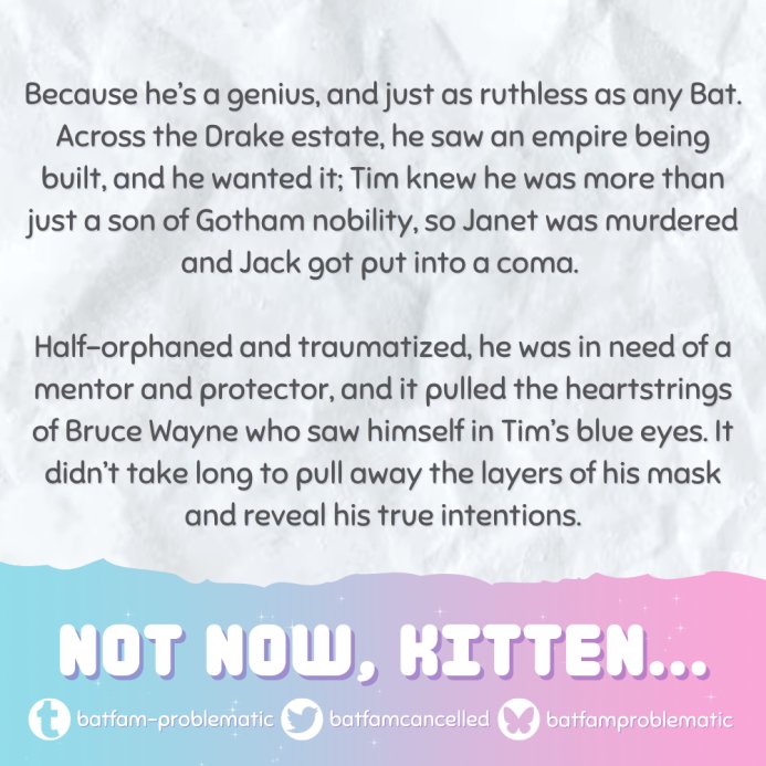 Preview for my TimKon Justice Lord AU! for Not Now, Kitten... (<a href="/batfamcancelled/">batfamproblematiczine 🔞 - Not Now, Kitten... 💗✨</a>) a Problematic Batfamily Zine!

PO for the digit-only project is open until April 30th — don't miss out!