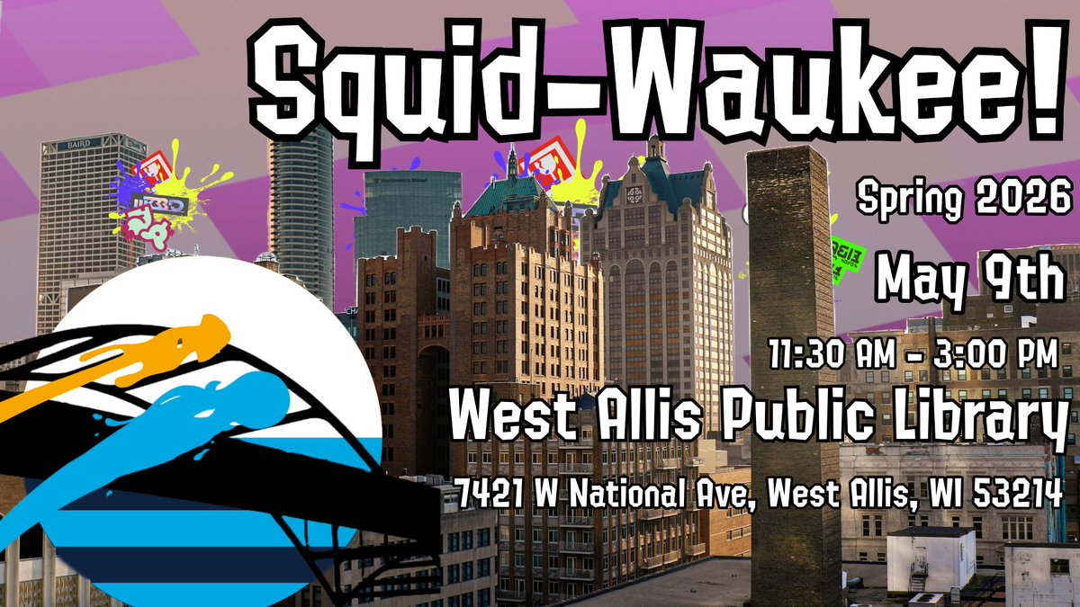 SquidWaukee's tweet photo. Squid-Waukee #8 is here!

Hey Wisconsinites are you looking for a Splatoon Lan in your state? Well Welcome to Squid-Waukee! A Splatoon Lan that takes place in Milwaukee Wisconsin! All ages and skill levels are welcome! 

For more info, join our Discord!

https://t.co/13CQLvY6Ok https://t.co/02gZuUwK3I