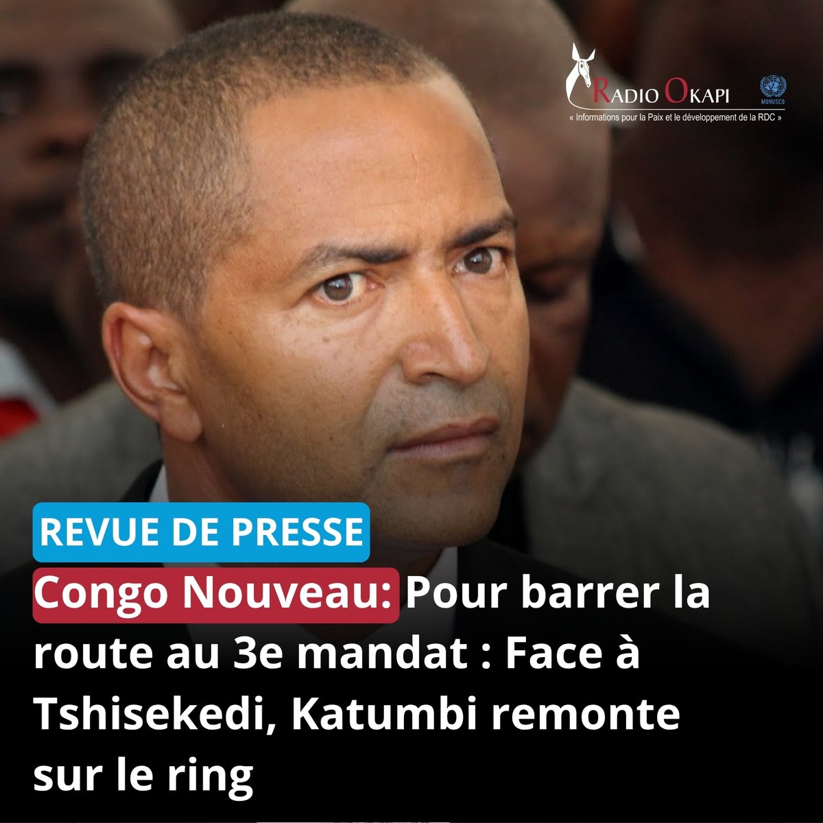#Revuedepresse
Moïse Katumbi remonte sur le ring. Face aux velléités de changement de la Constitution pour un 3ème mandat, le leader d’Ensemble sort de sa réserve.
💬 « Le problème n'est pas la Constitution, mais la gouvernance. »
Comme en 2015, Katumbi refuse le « faux penalty