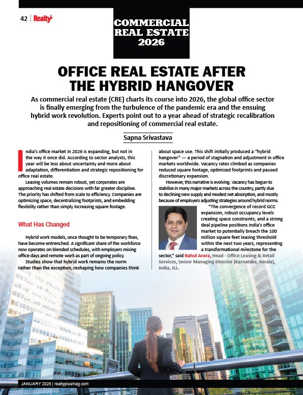 RPRealtyPlus's tweet image. Office real estate isn’t shrinking, it’s evolving!
Hybrid work is driving demand for flexible, high-quality, efficient workplaces.

Will India cross 100 mn sq ft leasing in 2026?

Read more: rprealtyplus.com/magazine/rp-ja…

#OfficeRealEstate #FutureOfWork #HybridWork #CRE