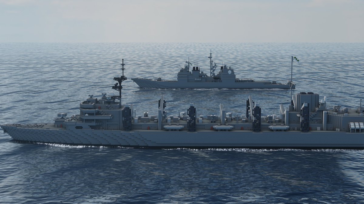 AvexLegends's tweet photo. リメイクしたアーカンザス級高速戦闘支援艦。
モデルはサクラメント級。
＃Minecraft軍事部 ＃マイクラ軍事部
＃ウェスタン・フロンティア合衆国 https://t.co/LzlhrZONMd