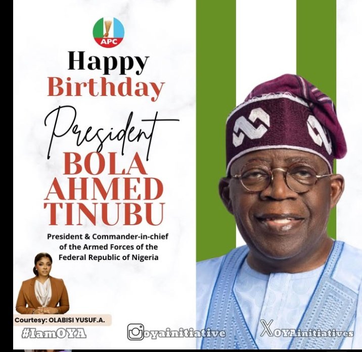 <a href="/OYAinitiatives/">olabisi yusuff A.</a>
Happy birthday Mr president <a href="/officialABAT/">Bola Ahmed Tinubu</a> cc <a href="/OYAinitiatives/">olabisi yusuff A.</a> ❤️❤️❤️🥰🙏 may God continue to guide you through 🤲🇳🇬❤️🙏