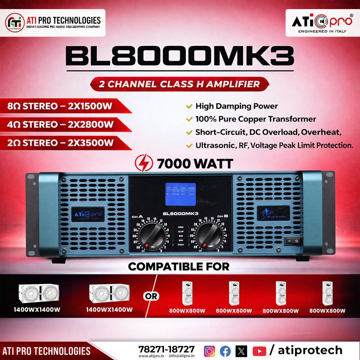 atiprotech's tweet image. 🔥 Power Meets Performance 🔥

BL8000MK3 Amplifier ⚡
7000W output + pro-level stability = ultimate sound 🔊
Perfect for heavy DJ &amp;amp; event setups 😎

#ATIPro #Amplifier #DJSound #PowerAudio #SoundSystem