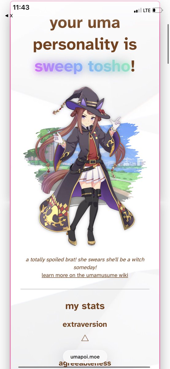 Fexxinn's tweet photo. They’re bullying me on the Uma personality test https://t.co/inA9kasqpE
