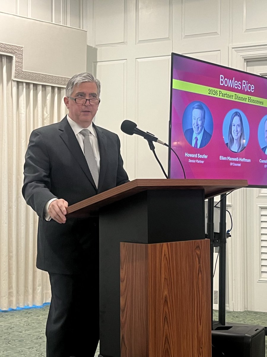 RebeccaTinder's tweet photo. Congratulations to Howard Seufer, introduced by Education Law Partners Rick Boothby and Kim Croyle, at the Bowles Rice LLP partner dinner. No one more deserving of honor!! https://t.co/aWz9a1YHzd