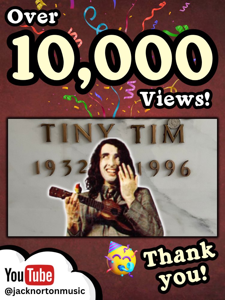 jacknortonmusic's tweet image. Move over, Mr. Beast - there's a new kid in town !! 🤪 Singing at my babysitter, friend and mentor's grave ... just hit 10K! 🥳🎶 #tinytim #ukulele #musician